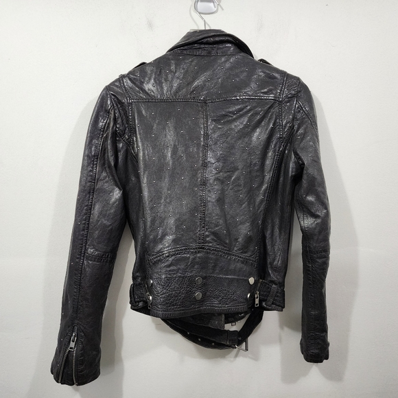 Mauritius Leather Saddy RF Studded Motorcycle Jacket in Black Women's Size M/8 - Picture 4 of 16